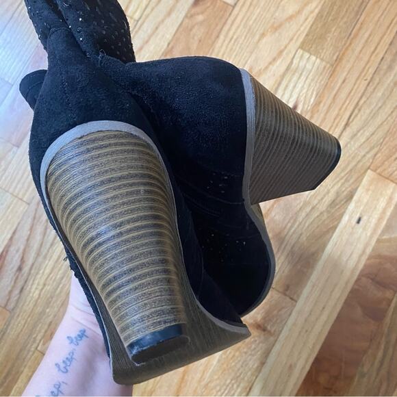 Dolce by Mojo Moxy black rhinestone suede booties - Picture 5 of 8